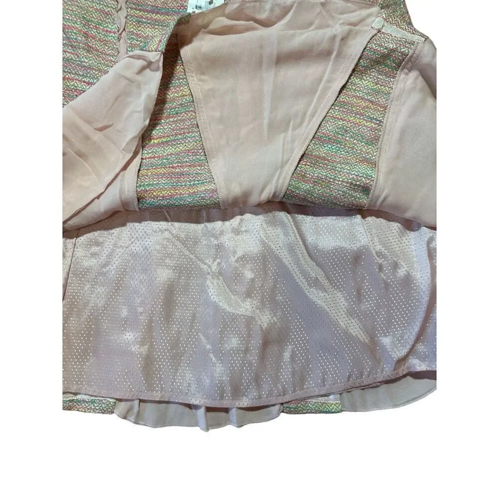 BCBGMaxazria 100% Silk Pink Multicolored A-line Pencil Skirt‎ Sz 6 NEW
